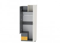 Шкаф 2-х дверный с ящиками Клео ШК-1 графит-миндаль-солнечный